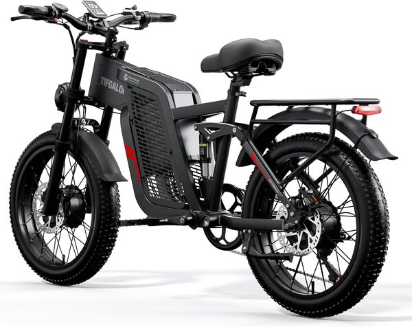 Vélo électrique pour Adulte, Double Moteur Puissant, Batterie Li-ION 52 V 24 Ah, pneus Larges de 20 Pouces, Doubles Freins à Disque hydrauliques, Suspension intégrale, vélo électrique 7 Vitesses