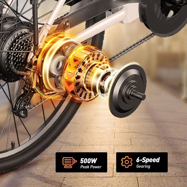 DYU Vélo Électrique,26 Pouces Vélo Électrique avec Dérailleur 6 Vitesses,36V 12,5Ah Batterie Amovible,Smart Urban E-Bike avec Panier,Pédalage Assisté,Hauteur Réglable,Adulte Unisexe