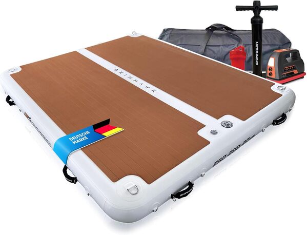 SKINHAWK Plateforme de bain 250 cm x 200 cm x 20 cm île de bain île ensoleillée plate-forme de bateau