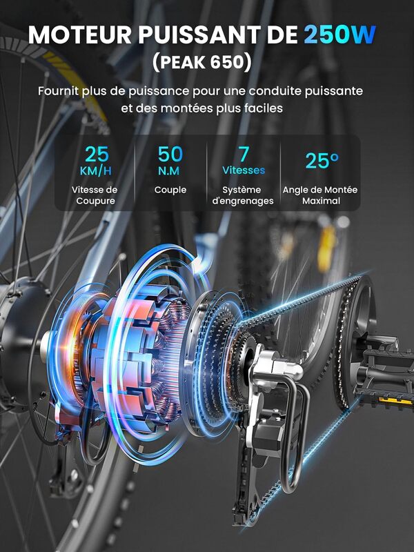 Eleglide Mopride 3 Vélo Électrique Tout Terrain Adultes, Batterie 576Wh Autonomie 120KM, Freins à Disque Hydrauliques, 29