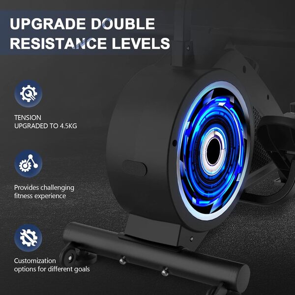 Rameur d'appartement Pliable avec écran LCD, Rameur Magnétique pour Gym à Domicile, Gain de Place, Adapté à L'entraînement du Corps Entier, Lisse et Calme