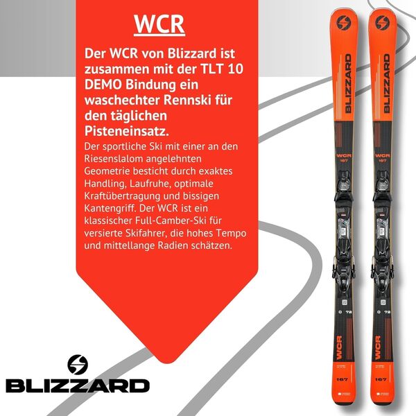 Blizzard WCR Ski alpin Full Camber Rocker avec fixation TLT10 Demo Z3-10 pour skis avancés à bons skis slalom pour pistes préparées