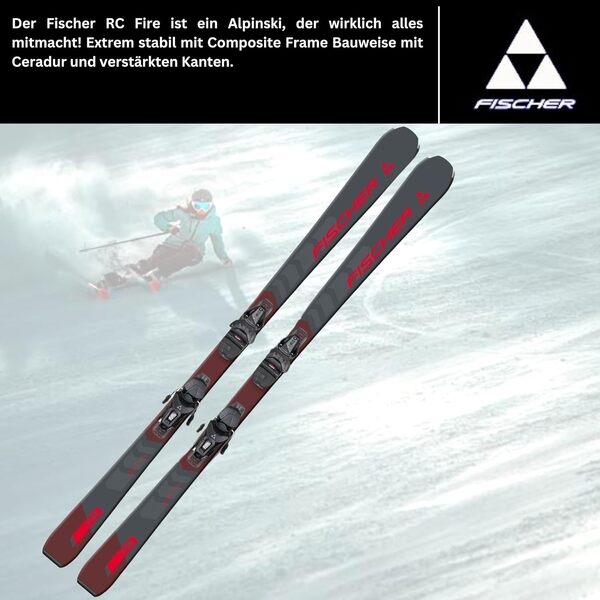 Ski alpin On-Piste-Rocker Fischer Fire SLR avec fixation RS9 SLR Z2,5-9 - Convient pour les débutants et les confirmés