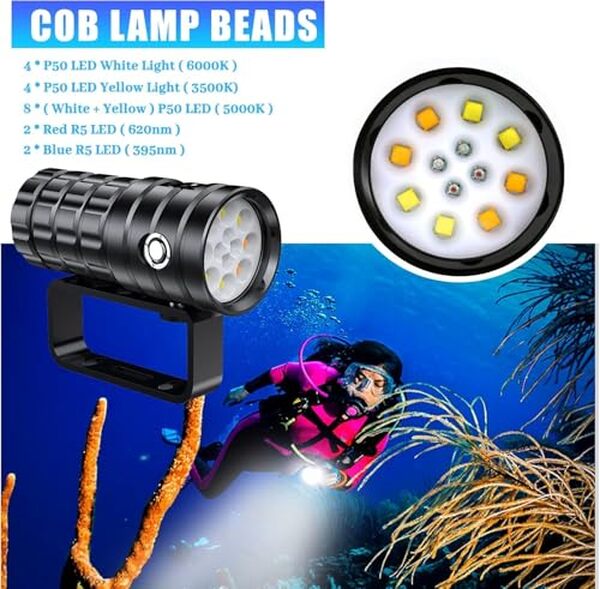 Découvrez la performance de la lampe de plongée 3500 lumens, résistant aux grandes profondeurs. Explorez les fonds marins en toute sécurité avec cet éclairage étanche jusqu'à 100m.