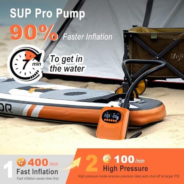 Découvrez notre test complet de la pompe électrique 20 PSI pour SUP : rechargeable, intelligente et efficace pour un gonflage rapide et facile de votre planche.