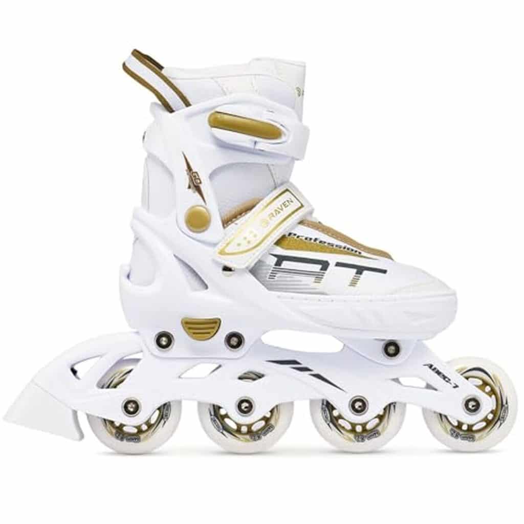 Test du roller Raven Profession : pointure ajustable 38-42 blanc/or