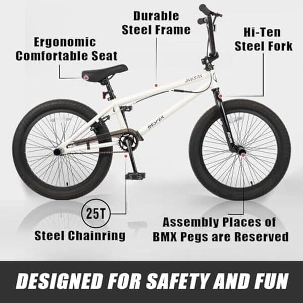 Découvrez notre test détaillé du vélo BMX freestyle Avasta Hesper 20 pouces blanc pour garçons : performances, qualité et verdict final.