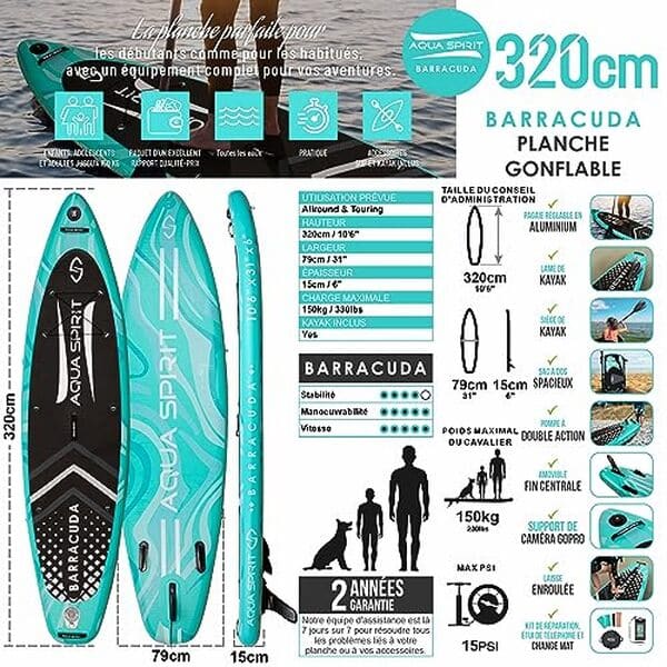 Découvrez notre test complet de la planche gonflable Aqua spirit barracuda 320 cm : performances, avantages et avis d'utilisateurs pour choisir votre équipement de stand up paddle. 